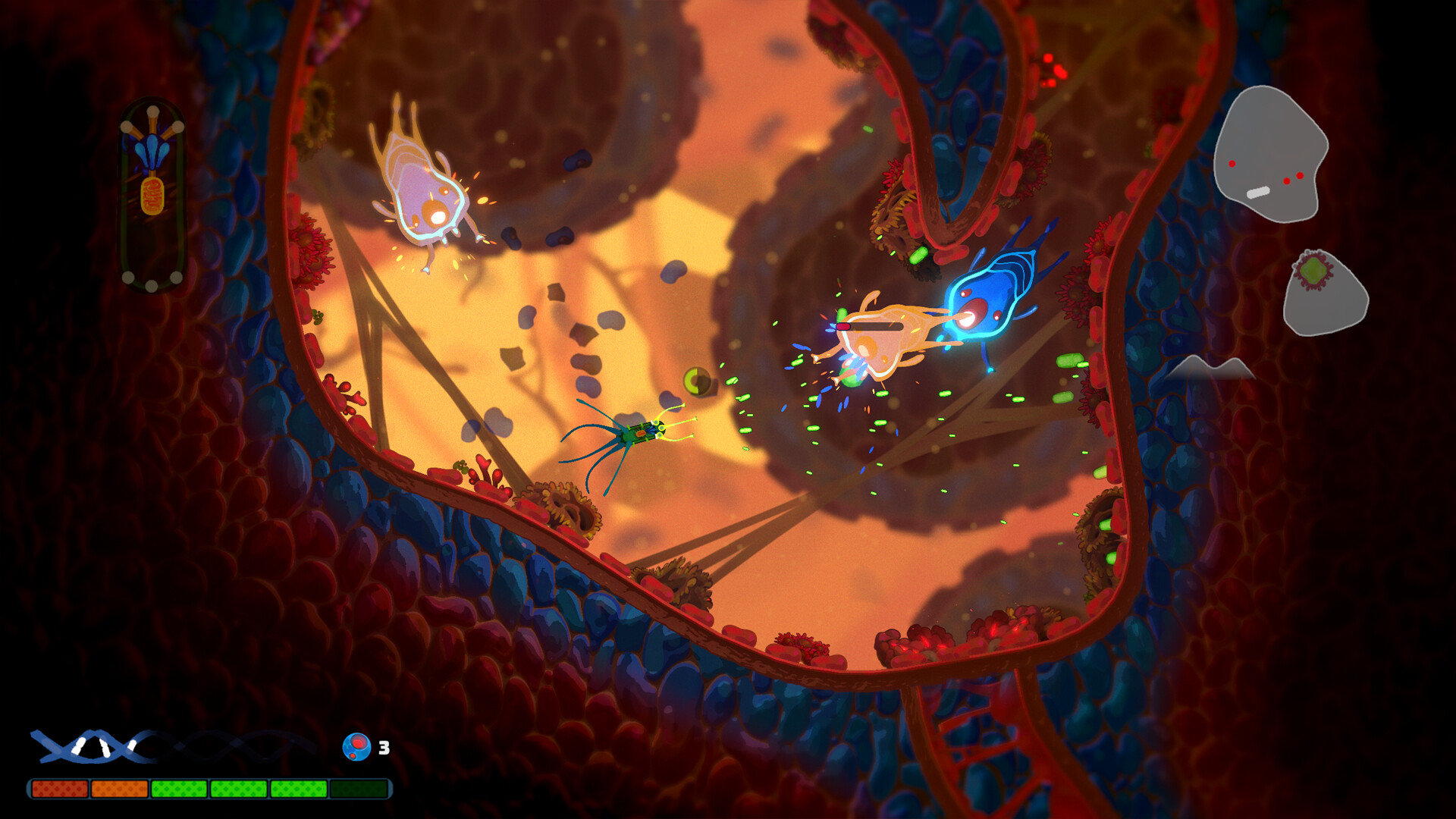 Pathogenic gameplay inside a body region